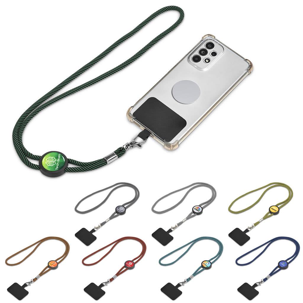 Altitude Twirl Phone Lanyard with phone patch and dome branding