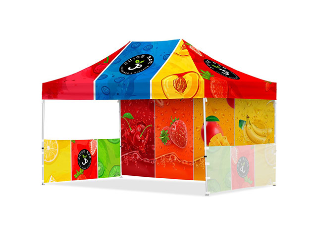 Coated steel sublimated gazebo with full-colour canopy and walls