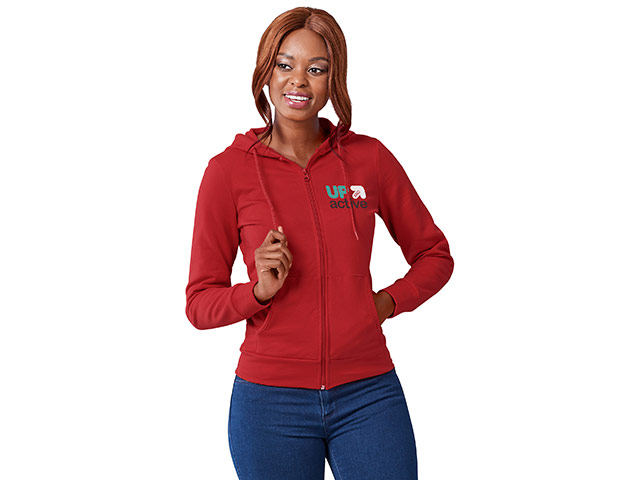 Ladies Bravo Hooded Sweater worn by a model