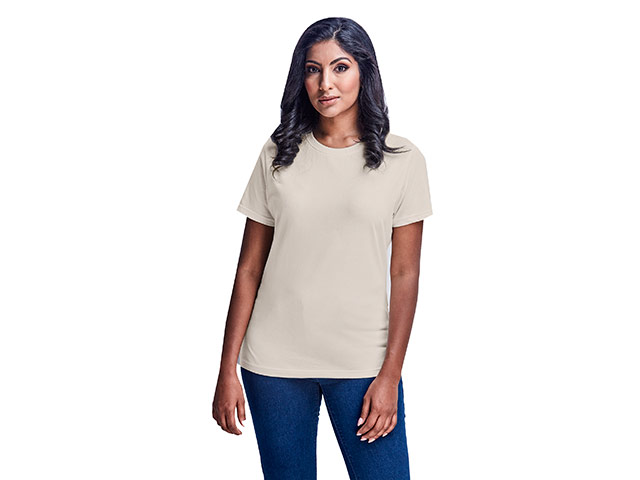 Ladies Okiyo Organic T-Shirt worn by a model