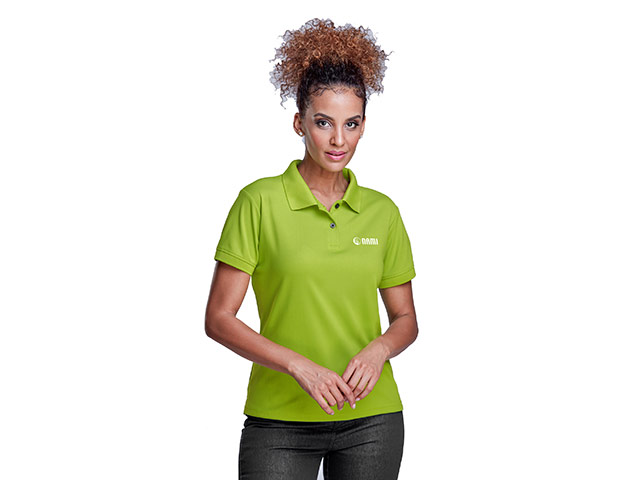 Ladies Virtue Golf Shirt worn by a model